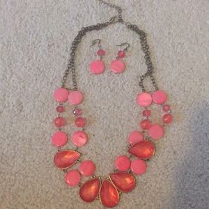 Jeweled necklace with matching earrings set